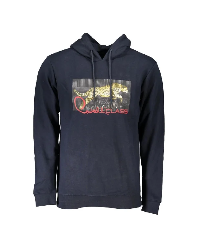 Cavalli Class  Men's Cheetah Hooded Sweatshirt - Navy