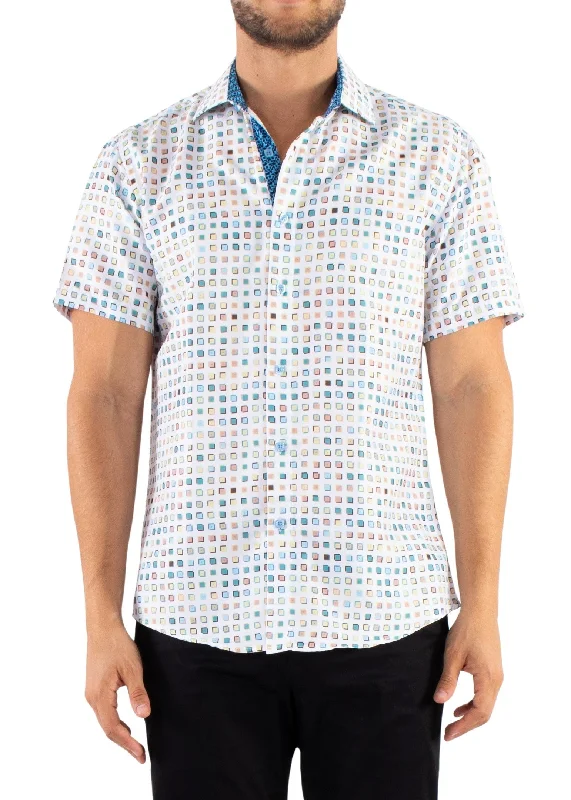 'Mini Square' - Button Up Short Sleeve Shirt