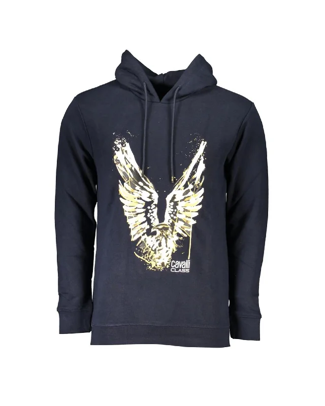 Cavalli Class  Men's Eagle Print Hooded Sweatshirt - Navy