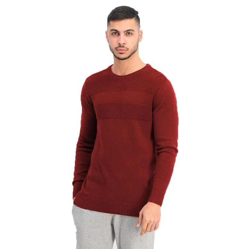 Club Room Men's Cotton Solid Textured Crew Neck Sweater Red Size X-Large - XL