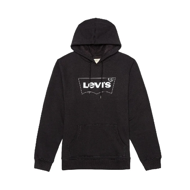 Levi's Men's Burndlen Fleece Logo Hoodie Black Size Medium