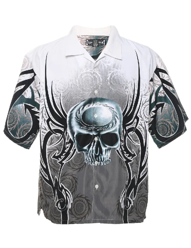 Y2K Skull Print Shirt - L