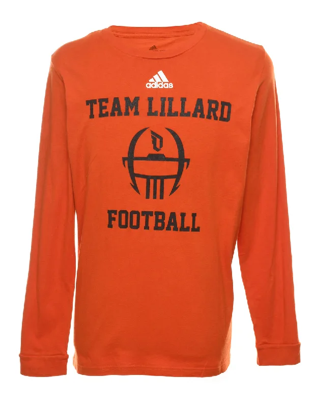 Adidas Black & Orange Long Sleeve Football Sports T-shirt - XL