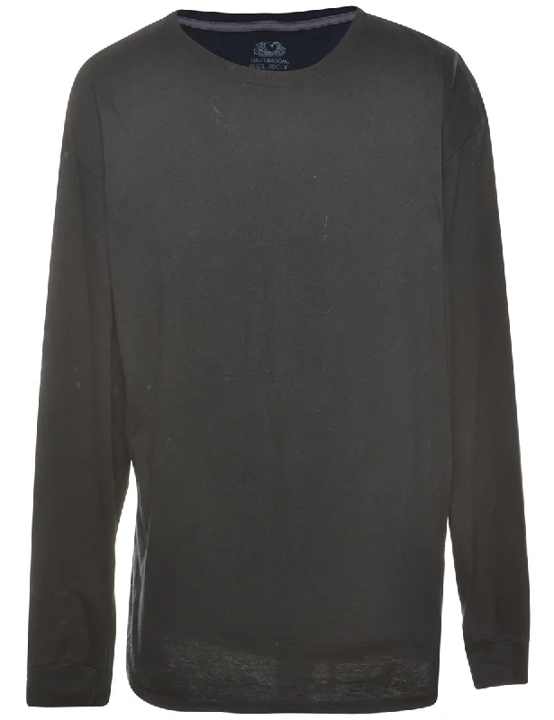 Black Plain T-shirt - L