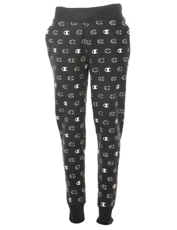 Black & White Reverse Weave Champion Jogging Bottoms - W24 L30