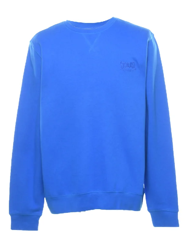 Blue Embroidered Plain Sweatshirt - L