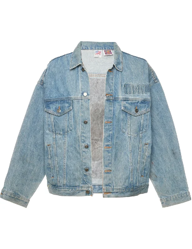 Button Front Denim Jacket - L