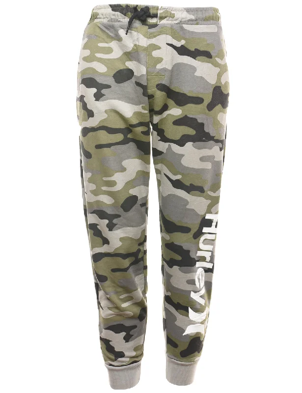 Camouflage Print Olive Green Hurley Jogging bottoms - W32 L26