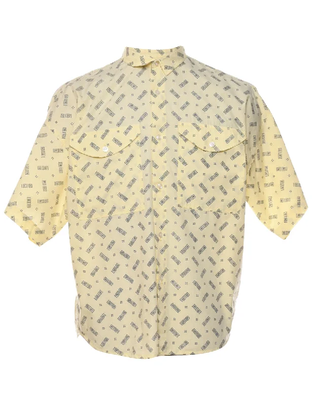 Classic Patterned Short Sleeved Shirt - L