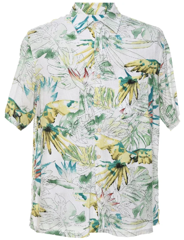 Leafy Print Hawaiian Shirt - M