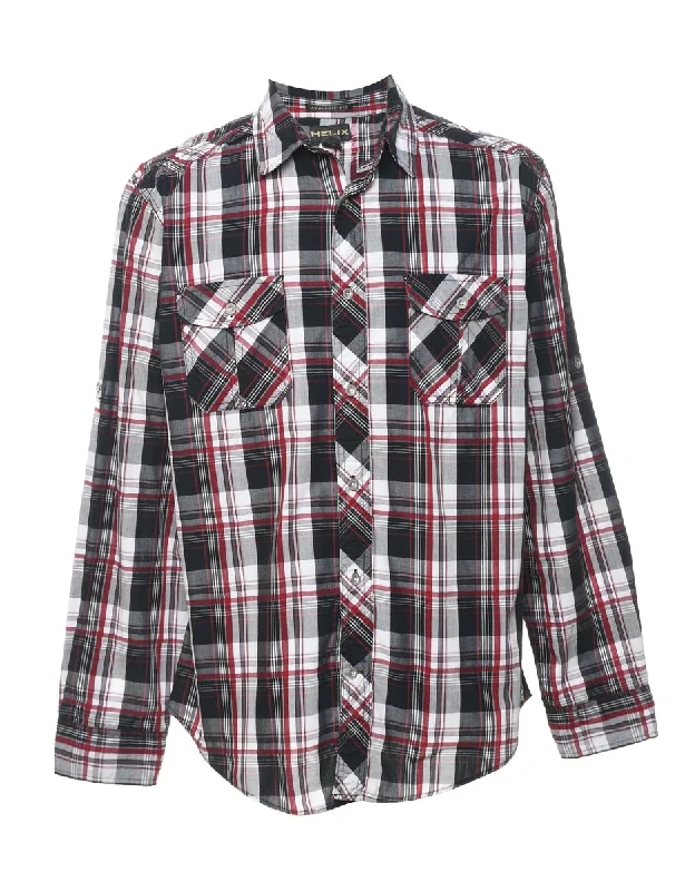 Long Sleeved Checked Shirt - L