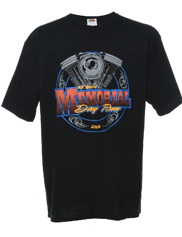 Memorial Day Run Black Printed T-shirt - XL