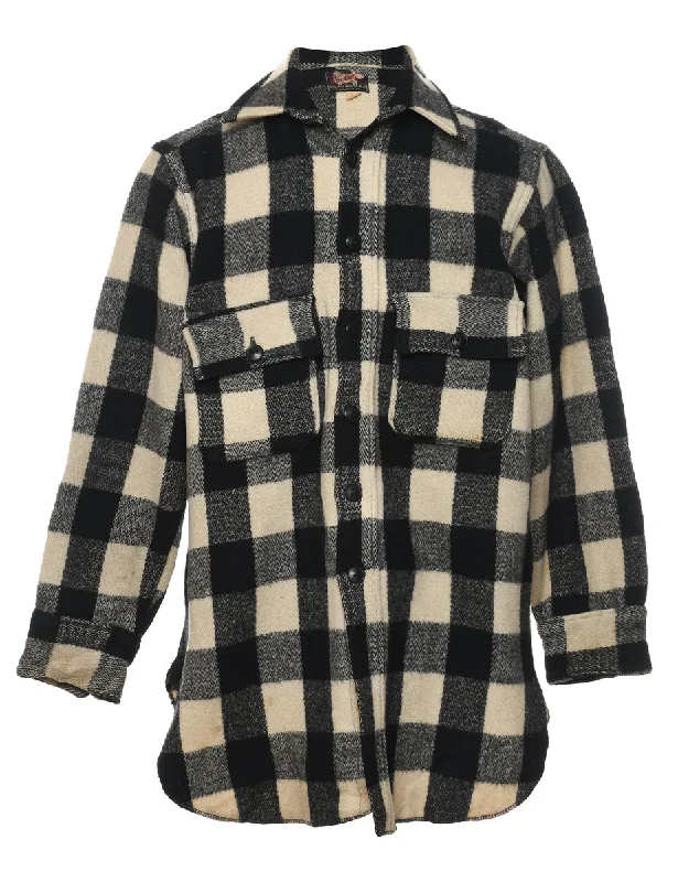 Woolrich Buffalo Check Black & Off-White Shirt - M