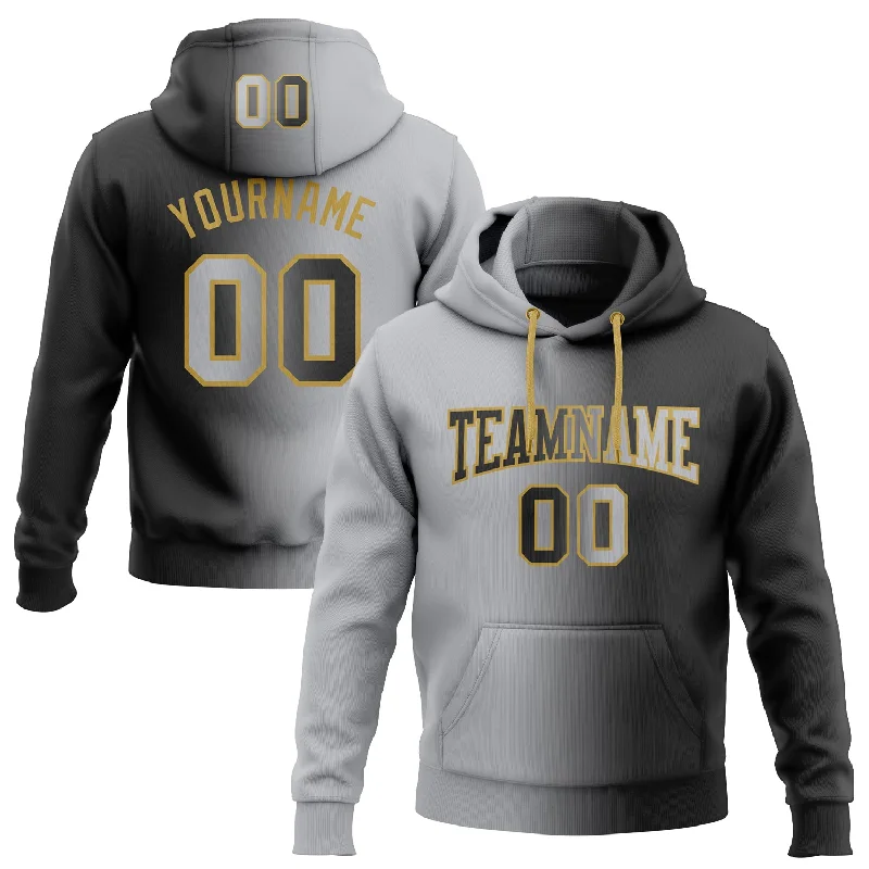 Custom Stitched Black Gray-Old Gold Gradient Fashion Sports Pullover Sweatshirt Hoodie