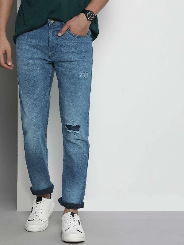 Men's Distressed Straight Jeans