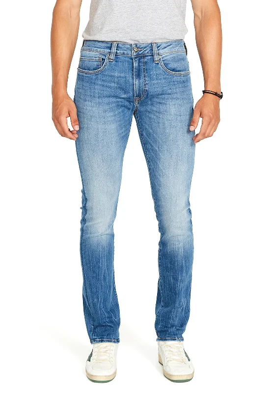 Slim Ash Men's Jean in Veined and Crinkled Blue - BM22611