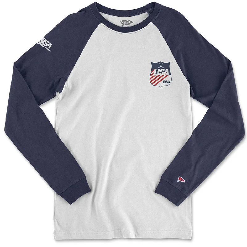 1980 USA Hockey Shield Baseball Shirt