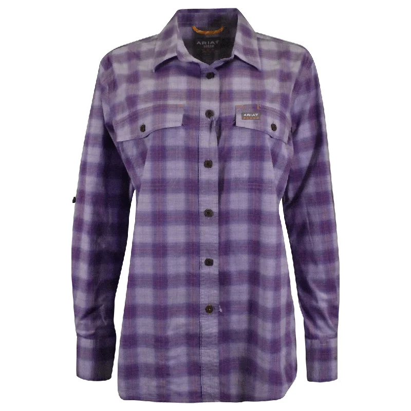 Ariat Women's Shirt Lavender Plaid Rebar Long Sleeve (S01)