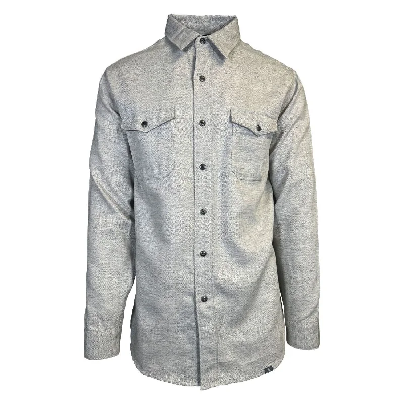 Ascend Men's Light Grey Shirt Herringbone Slub Long Sleeve (S05)