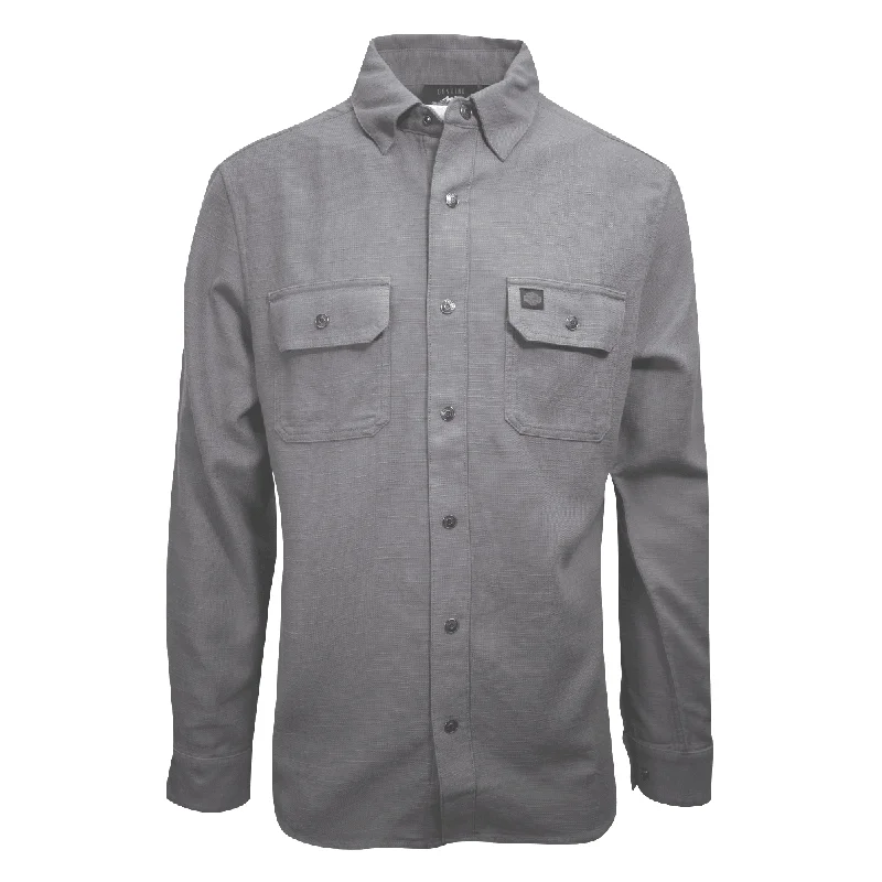 Branded  Men's Solid Grey Snap On Button L/S Woven Shirt (S10)