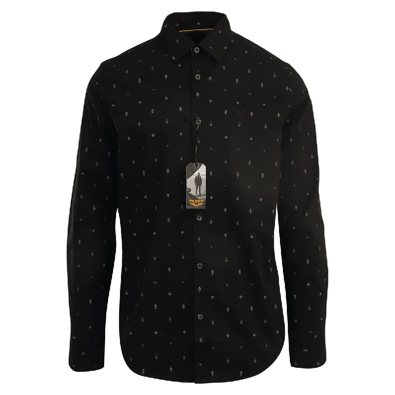 PME Legend Men's Shirt Black Arrow Pattern Woven Long Sleeve (S02)