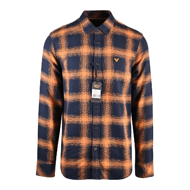 PME Legend Men's Shirt Black & Orange Woven Long Sleeve (S01)