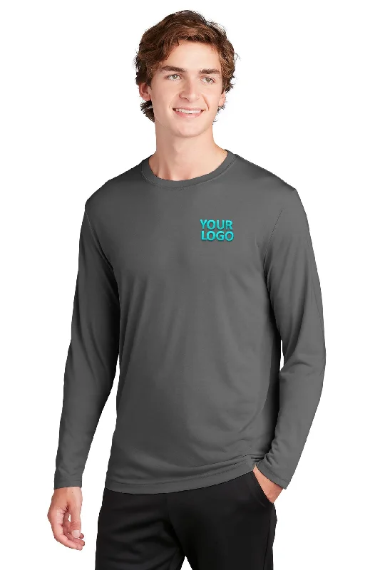 Sport-Tek Long Sleeve PosiCharge Competitor Branded Cotton Touch Tee's, Dark Smoke Grey