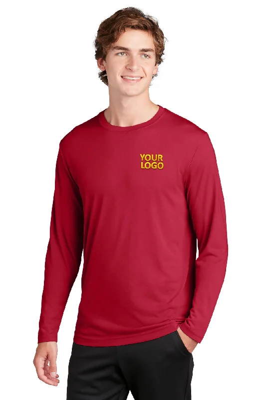 Sport-Tek Long Sleeve PosiCharge Competitor Branded Cotton Touch Tee's, Deep Red