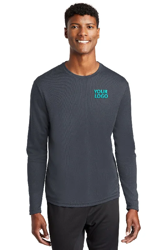 Sport-Tek PosiCharge Branded RacerMesh Long Sleeve Tee's, Graphite Grey