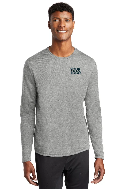 Sport-Tek PosiCharge Branded RacerMesh Long Sleeve Tee's, Grey Heather