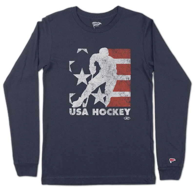 USA Hockey Retro Skater Logo Long Sleeve