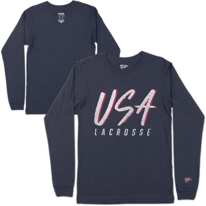 USA Lacrosse Retro Script Long Sleeve