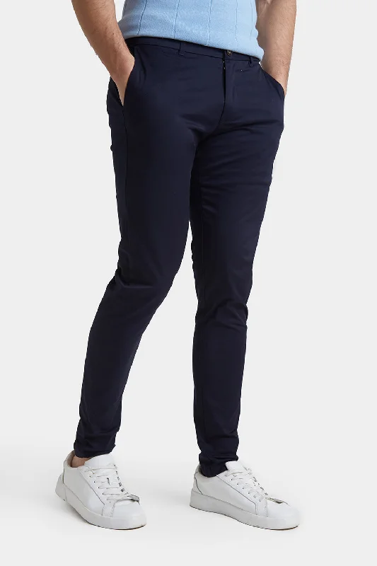 Athletic Fit Cotton Stretch Chino Pants in Navy