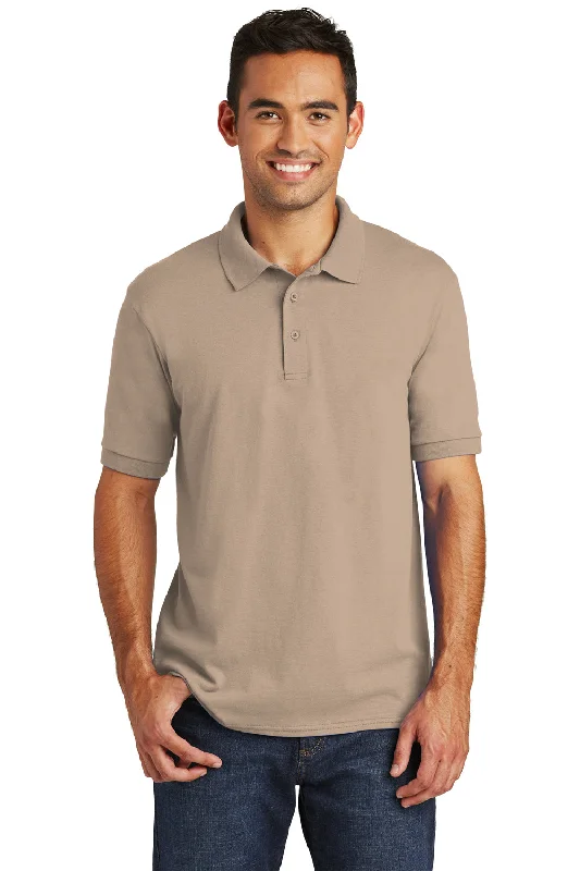 Port & Company Mens Core Stain Resistant Short Sleeve Polo Shirt - Sand